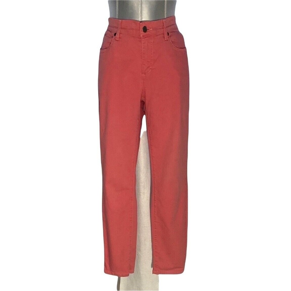 Eileen Fisher Skinny Jeans 10 Salmon Pink Coral Organic Cotton Casual Bold